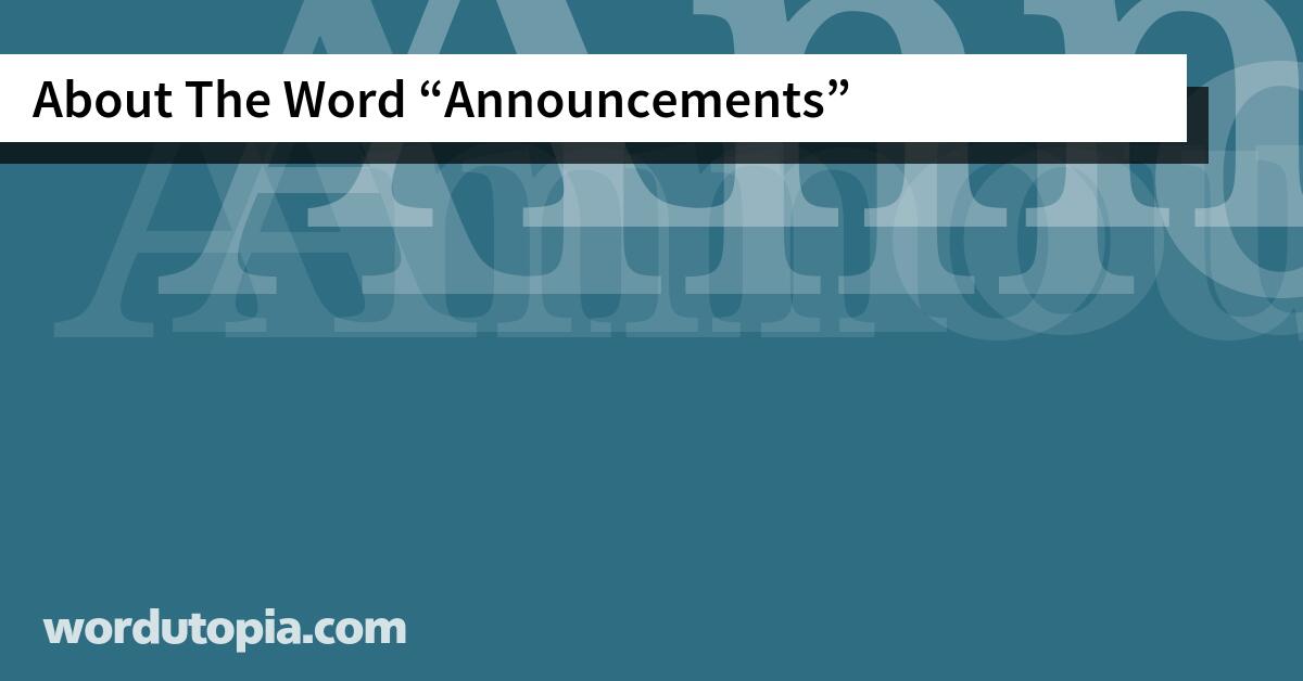 About The Word Announcements