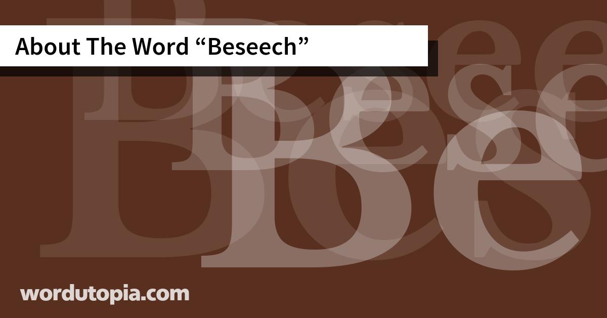 About The Word Beseech