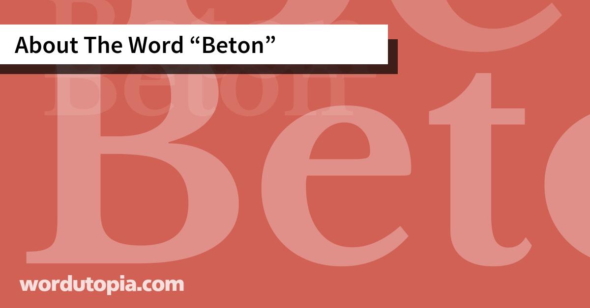 About The Word Beton
