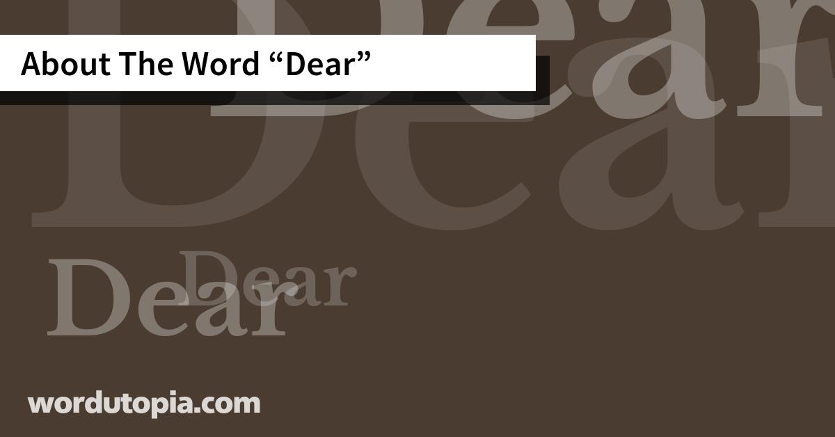 About The Word Dear