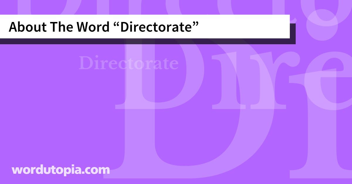 About The Word Directorate