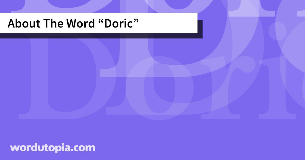 About The Word Doric