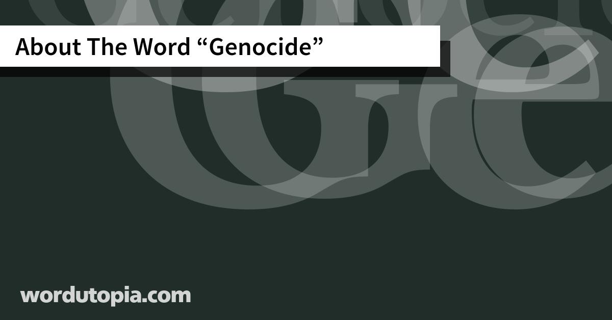 About The Word Genocide