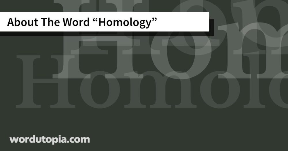About The Word Homology