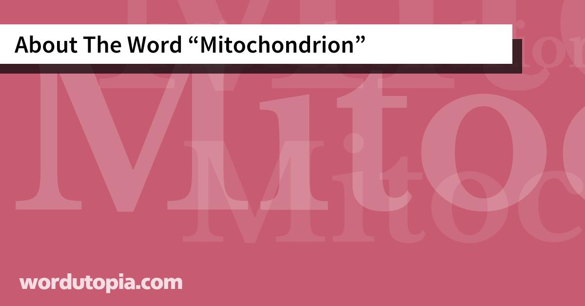 About The Word Mitochondrion