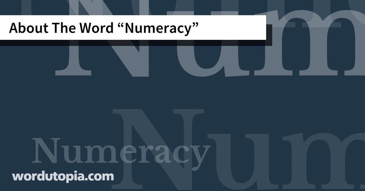 About The Word Numeracy