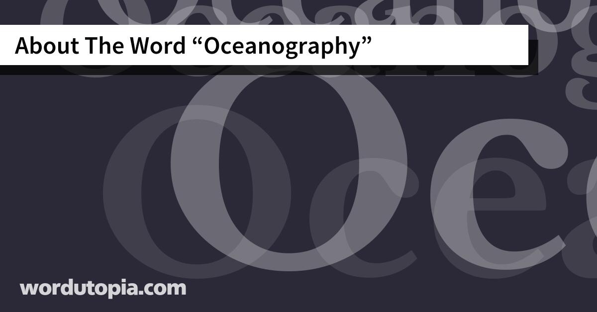 About The Word Oceanography