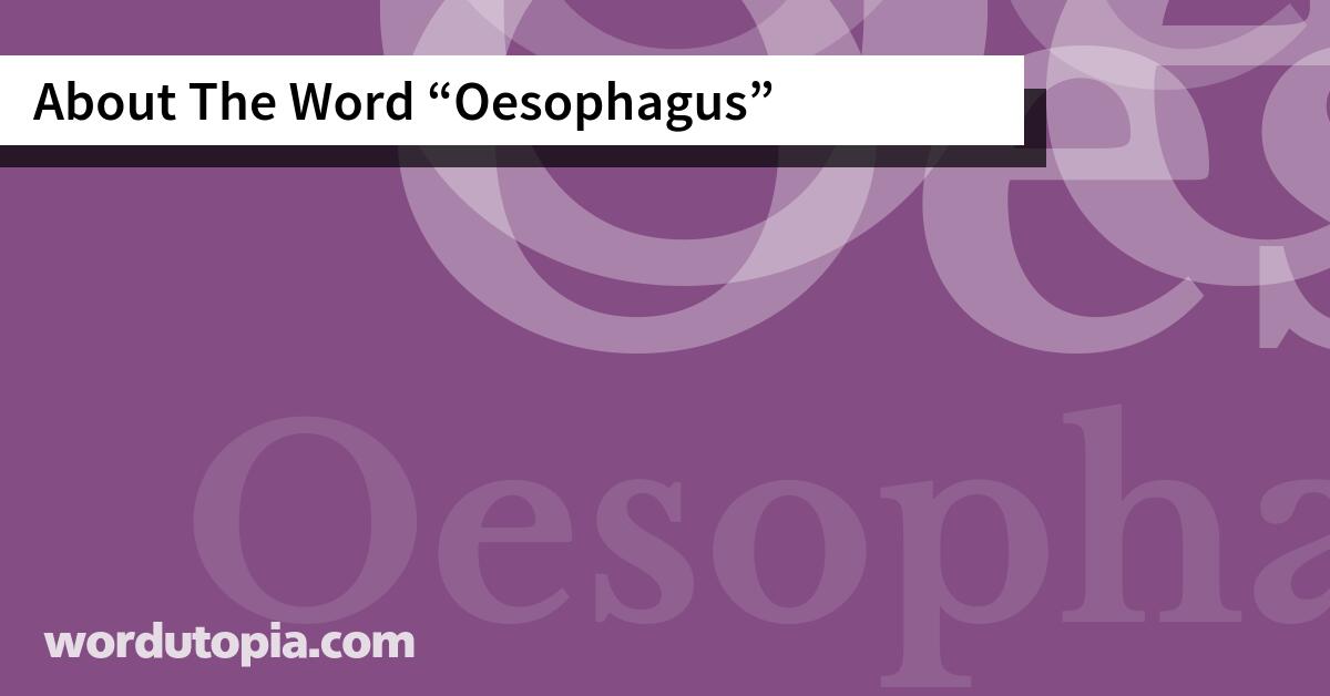 About The Word Oesophagus