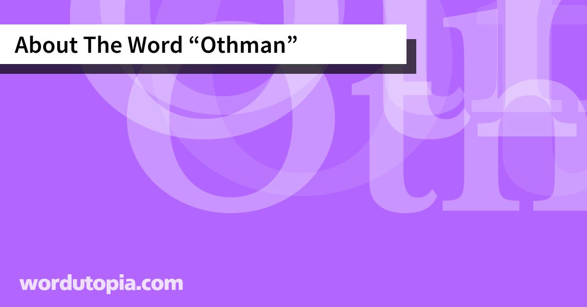 About The Word Othman
