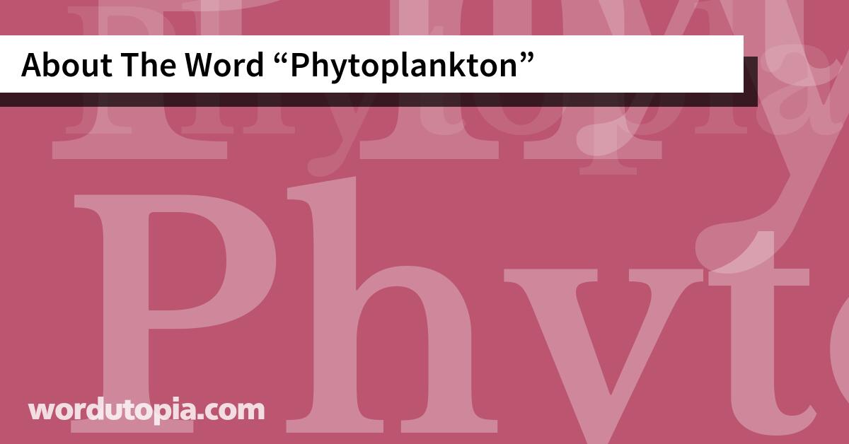 About The Word Phytoplankton