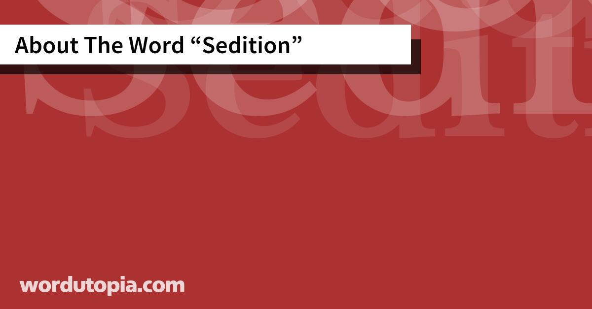About The Word Sedition