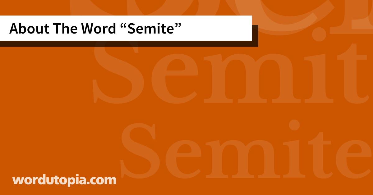 About The Word Semite