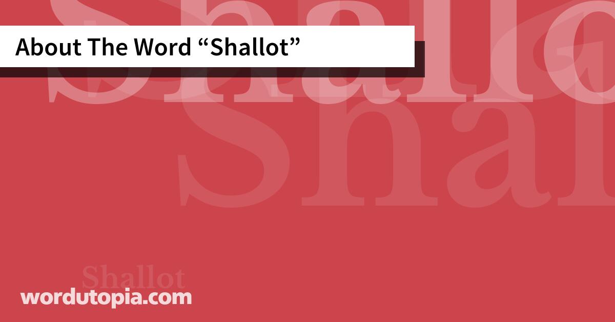 About The Word Shallot