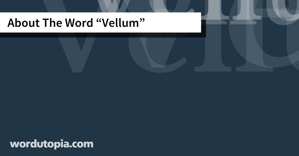 About The Word Vellum