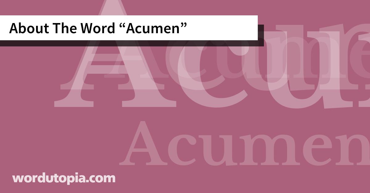 About The Word Acumen