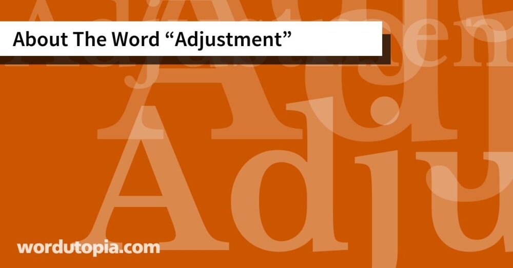 About The Word Adjustment