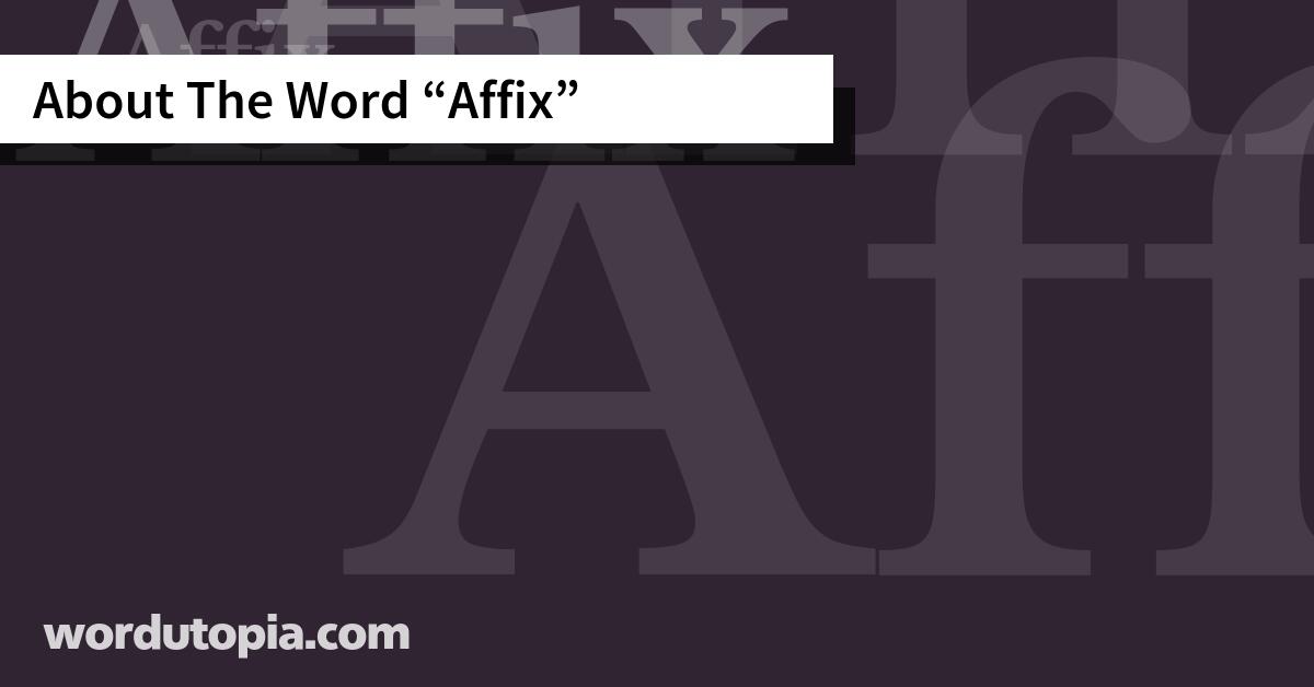 About The Word Affix