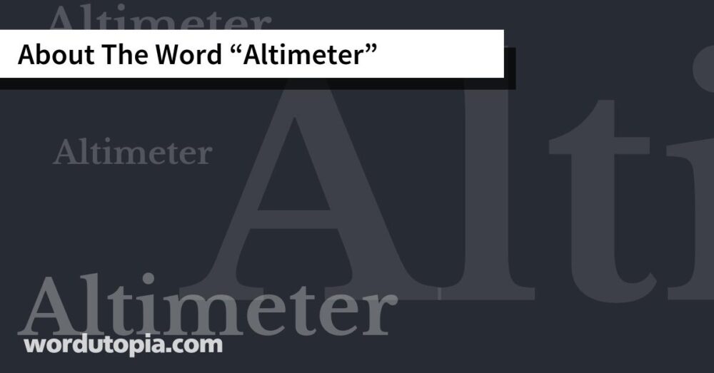 About The Word Altimeter