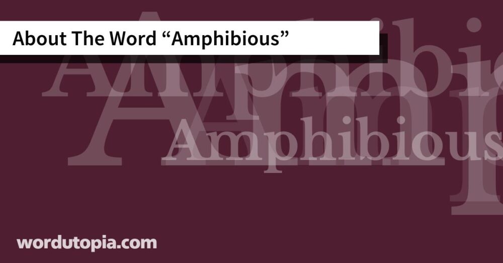 About The Word Amphibious