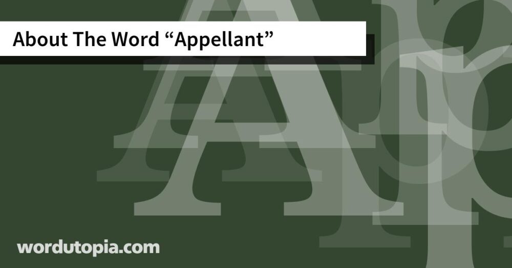 About The Word Appellant