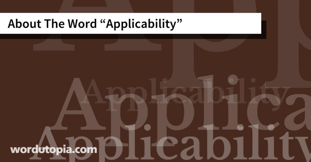About The Word Applicability