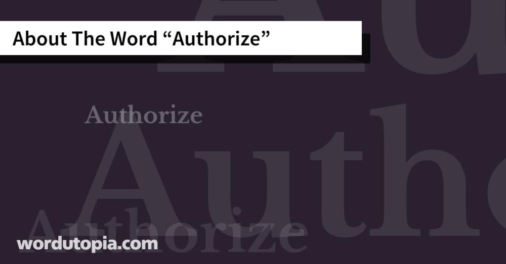 About The Word Authorize