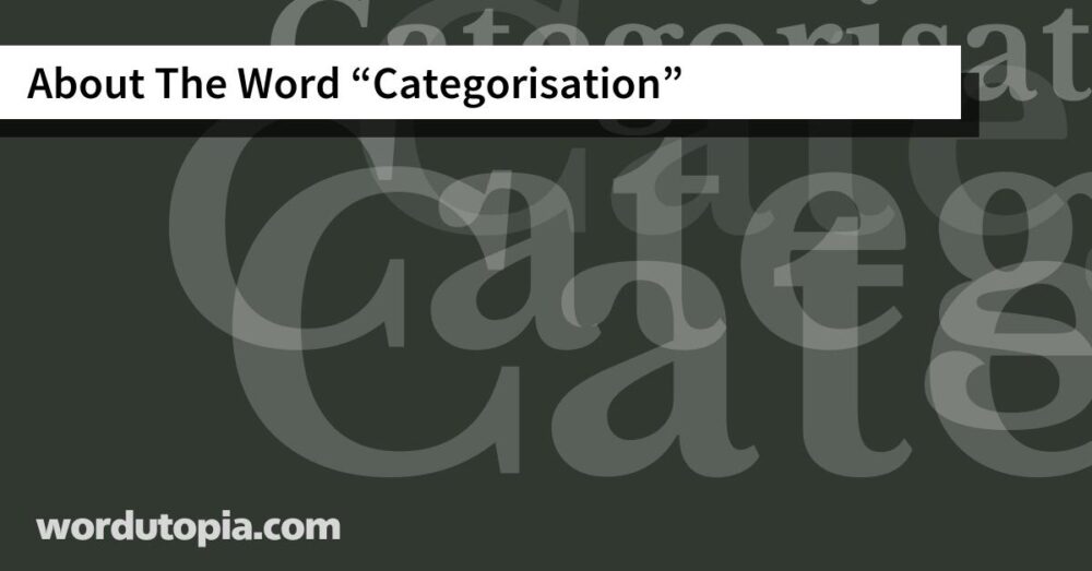 About The Word Categorisation