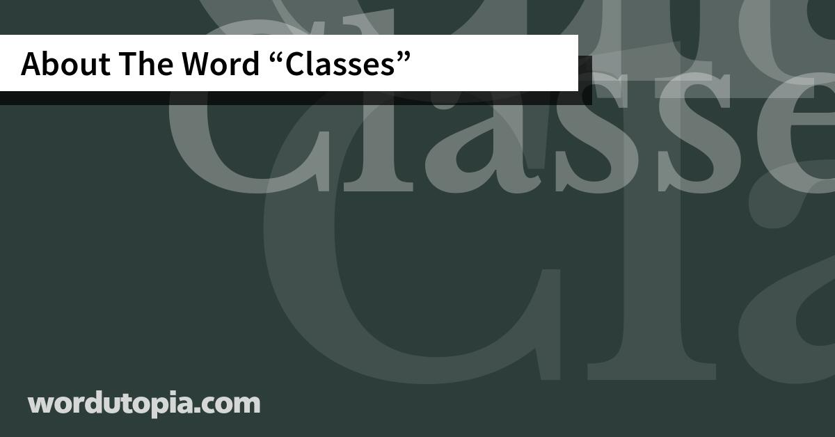 About The Word Classes