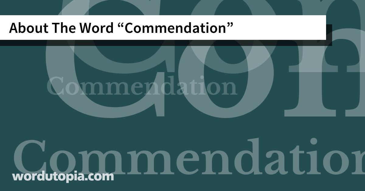 About The Word Commendation
