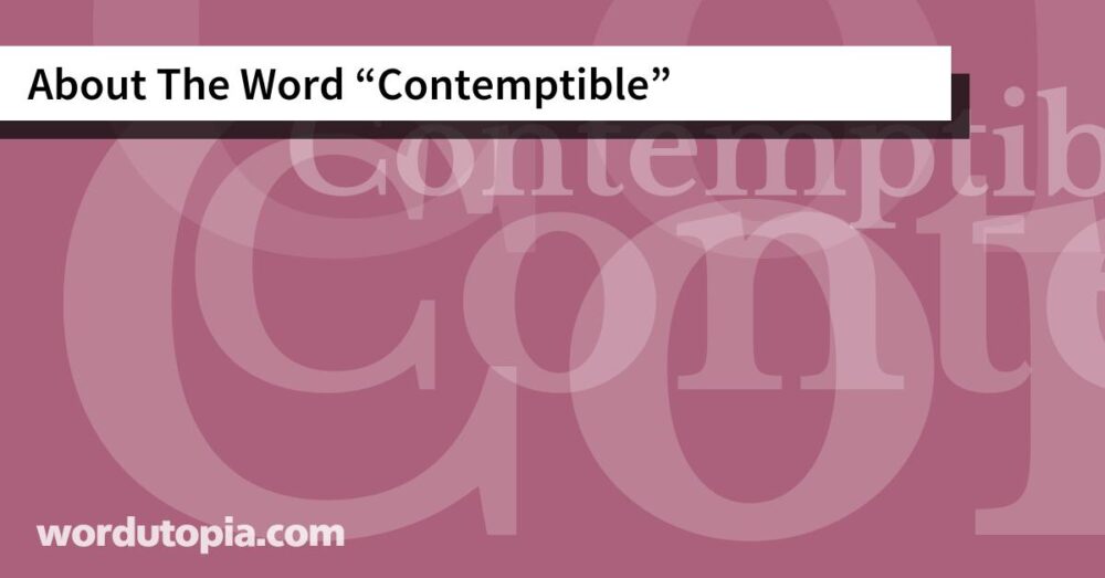 About The Word Contemptible