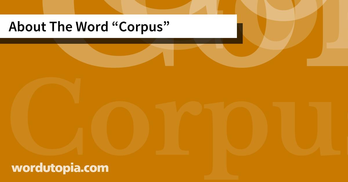About The Word Corpus