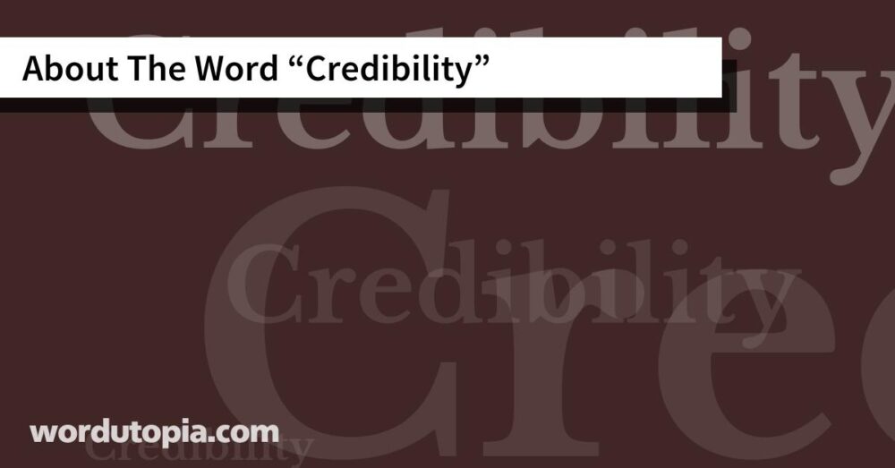 About The Word Credibility