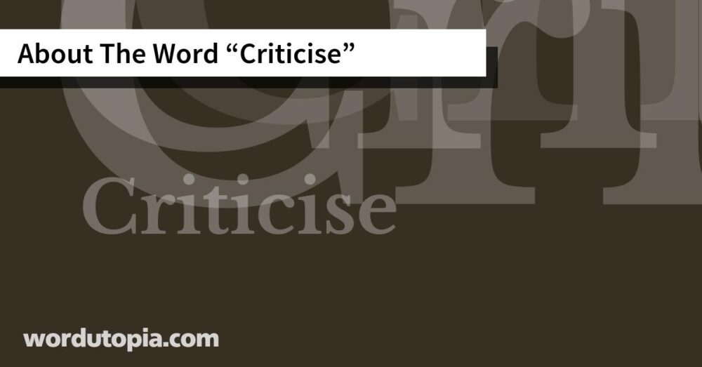About The Word Criticise