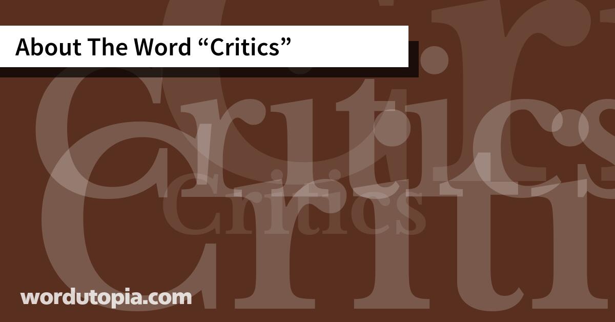 About The Word Critics