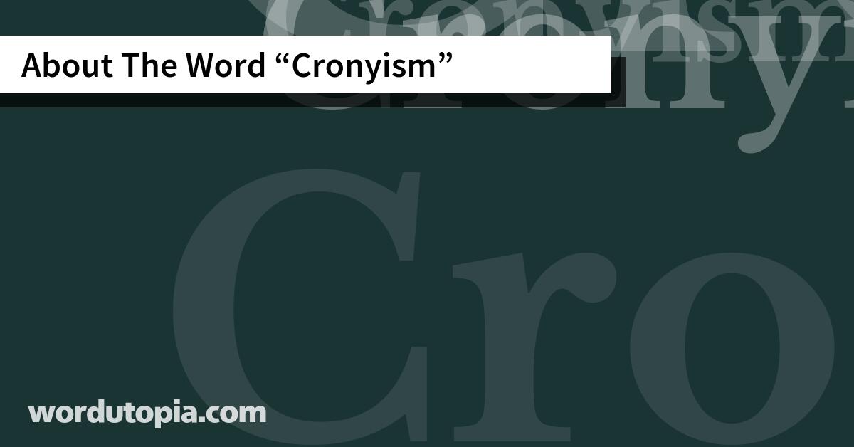 About The Word Cronyism