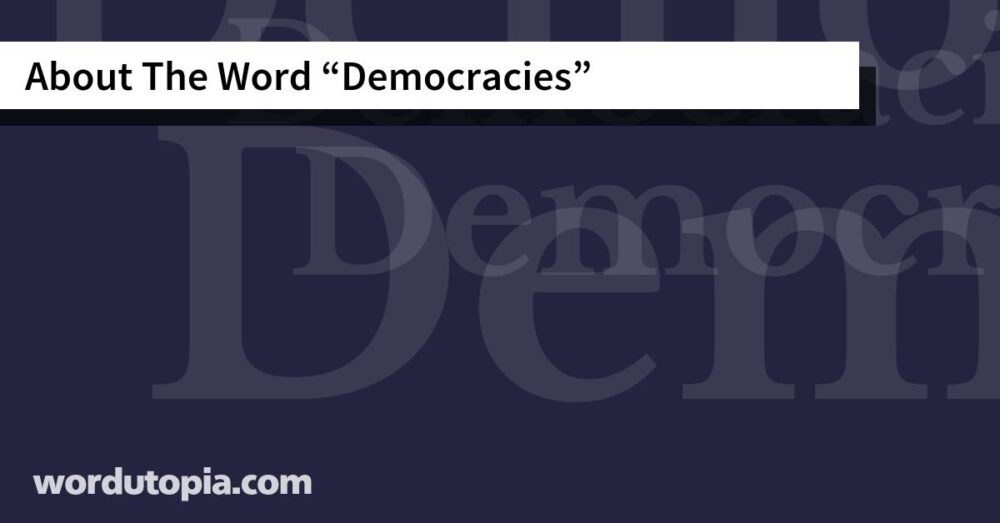 About The Word Democracies