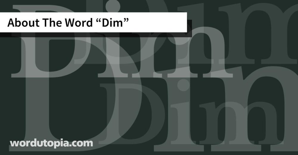 About The Word Dim