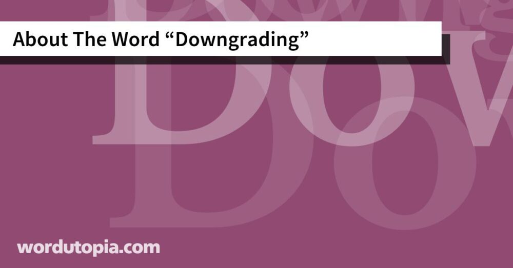 About The Word Downgrading