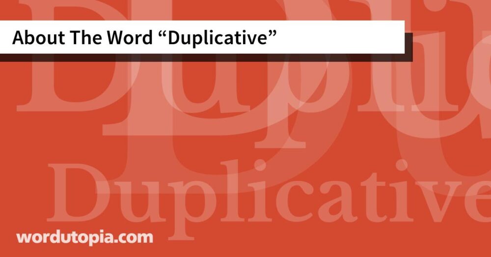 About The Word Duplicative