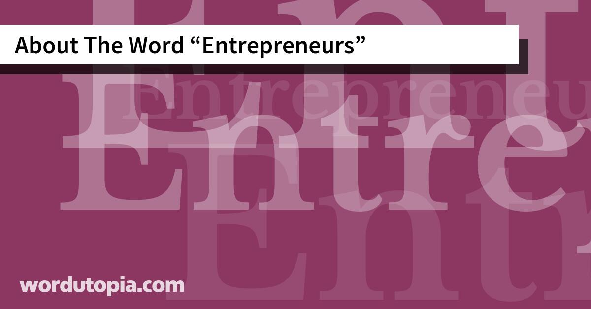 About The Word Entrepreneurs