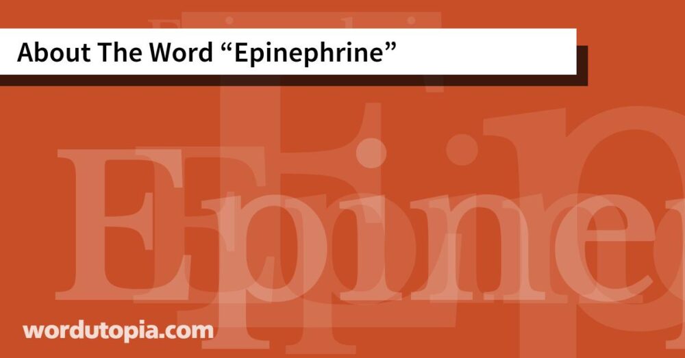 About The Word Epinephrine