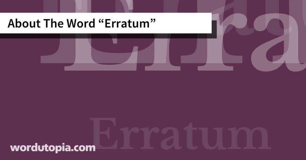 About The Word Erratum