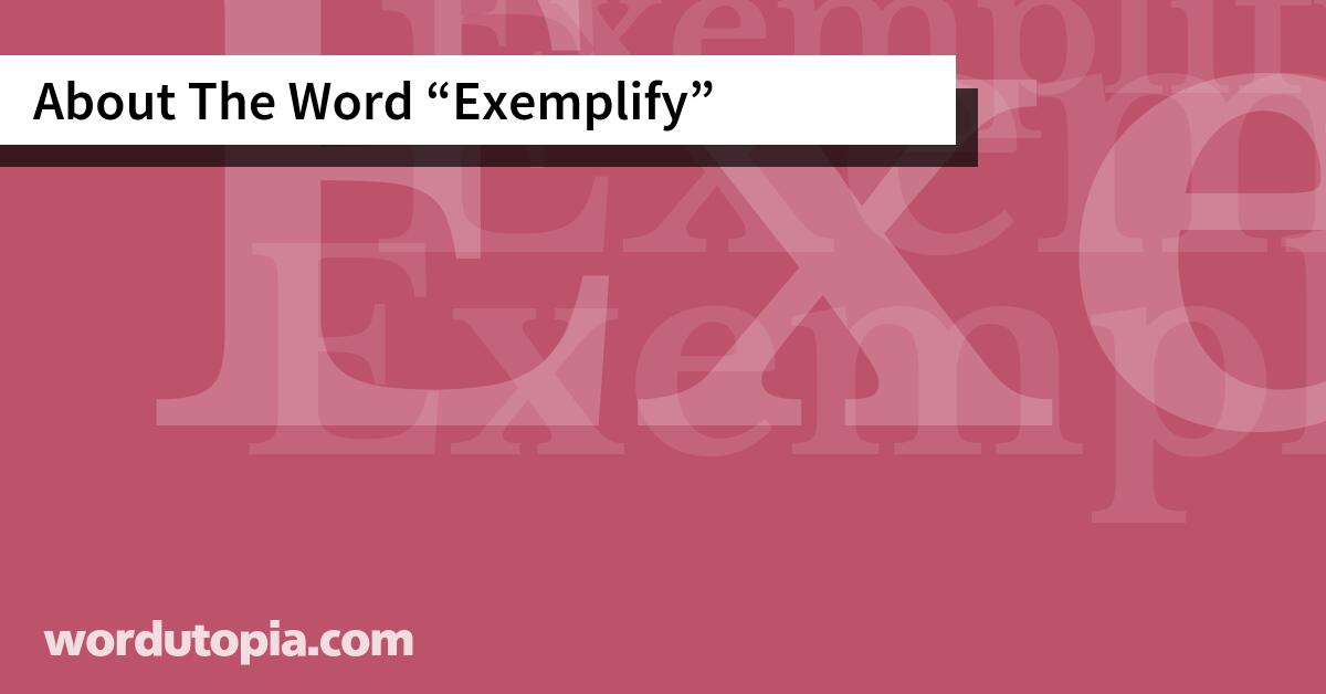 About The Word Exemplify