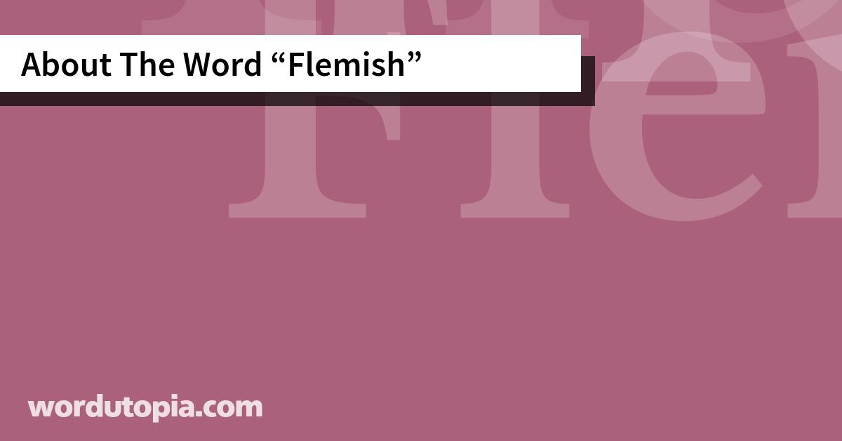 About The Word Flemish