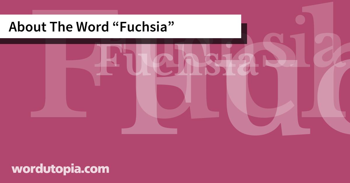About The Word Fuchsia