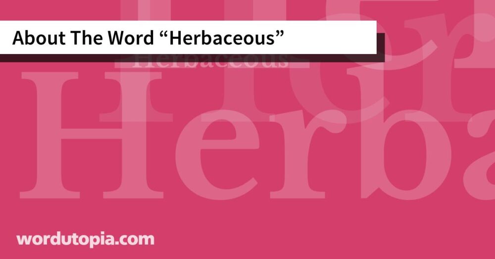 About The Word Herbaceous