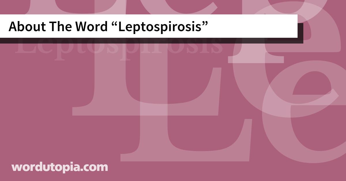 About The Word Leptospirosis