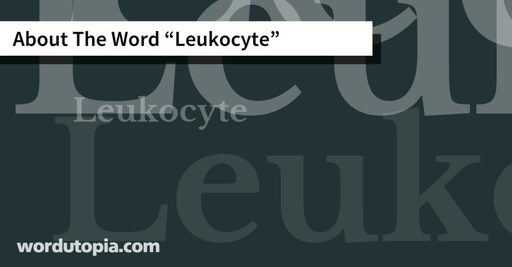 About The Word Leukocyte