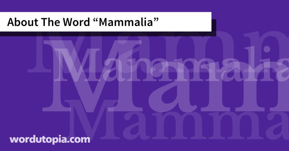 About The Word Mammalia