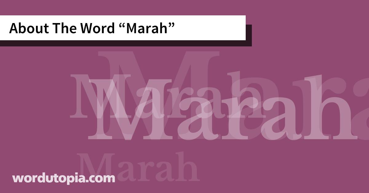 About The Word Marah